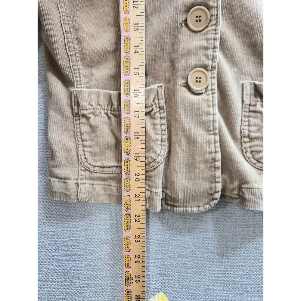 Bill Blass Corduroy Blazer Jacket Womens L Petite Brown Cotton Single Breasted